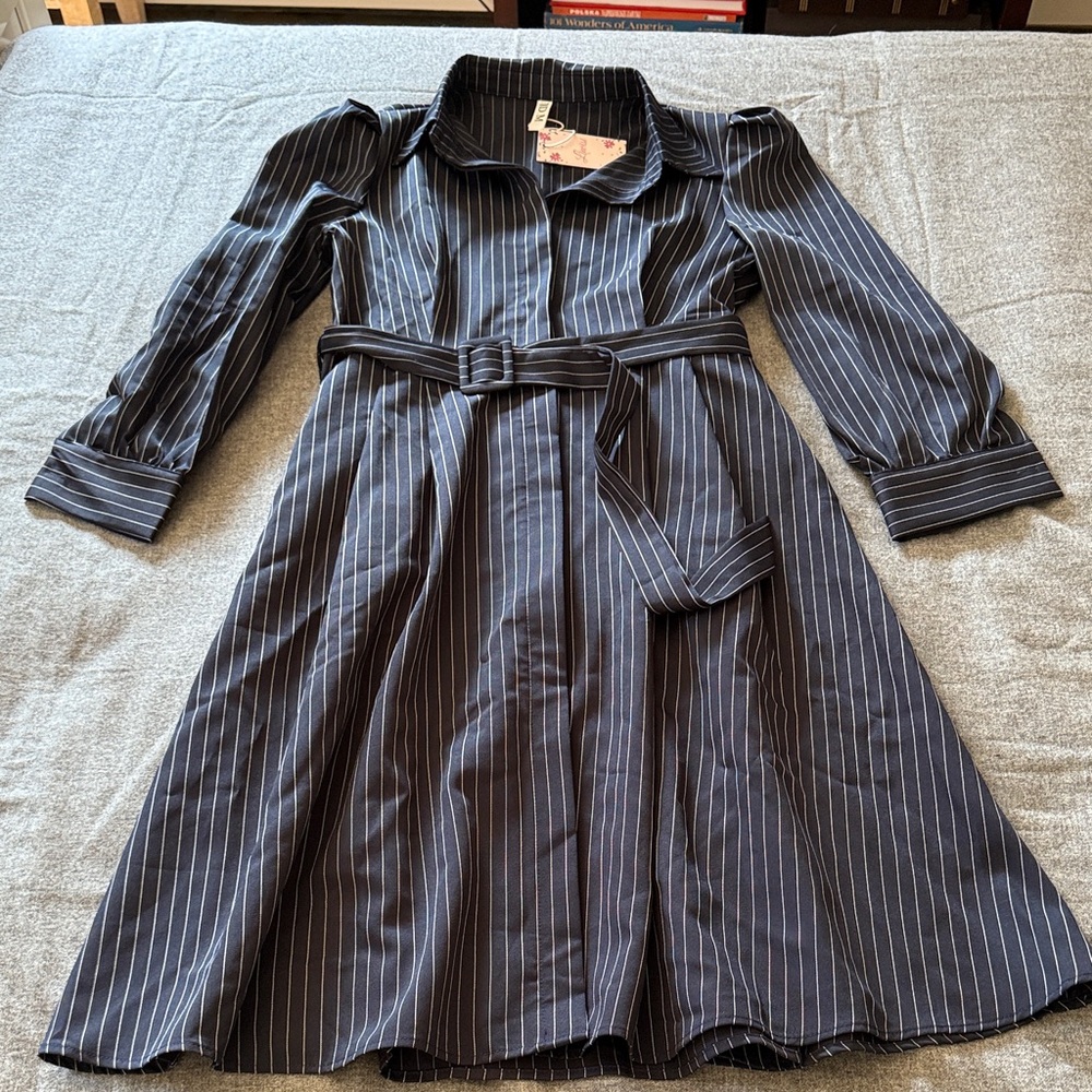 Elegant Navy Striped  Dress